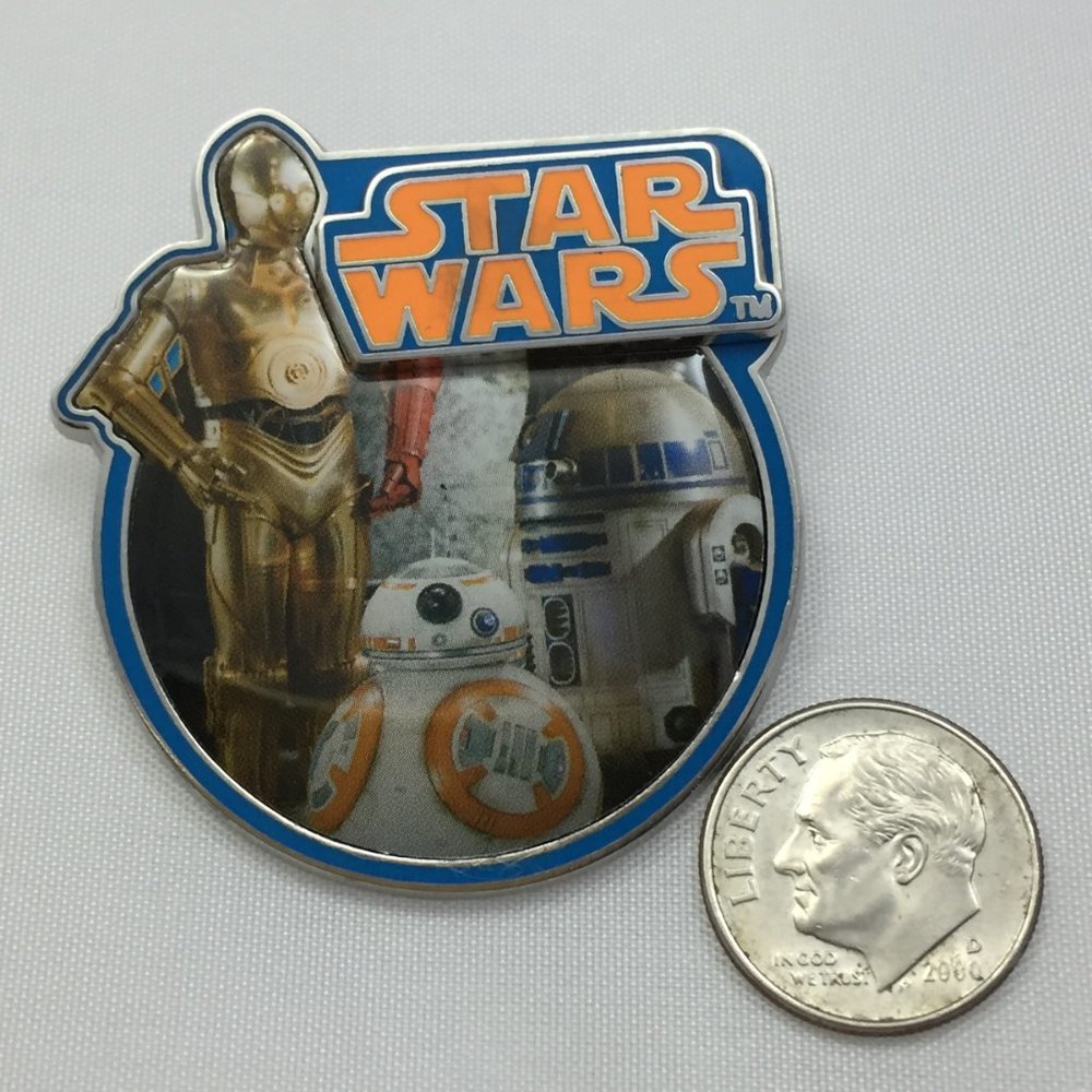 Star Wars Pin Droids C3PO R2D2 BB8 Force Awakens Disney LE Limited Edition Card - Picture 6 of 6